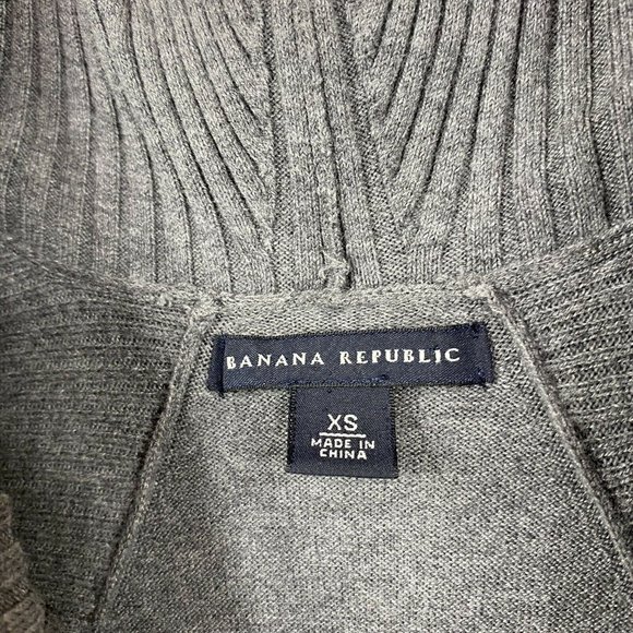 Banana Republic XS Dress Sweater Mini Tunic Cowl Neck Gray Stretch Short Sleeve - Picture 4 of 7